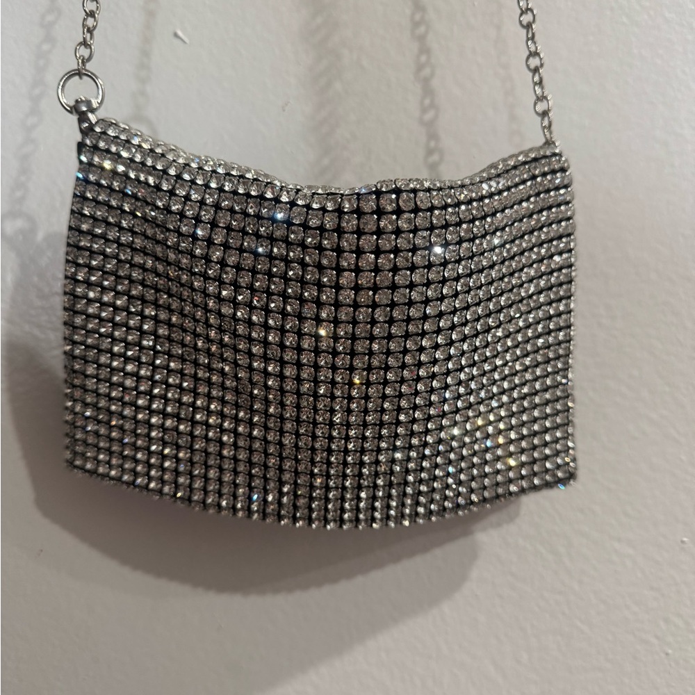 Amber Sceats Silver Rhinestone Evening Bag - NWOT